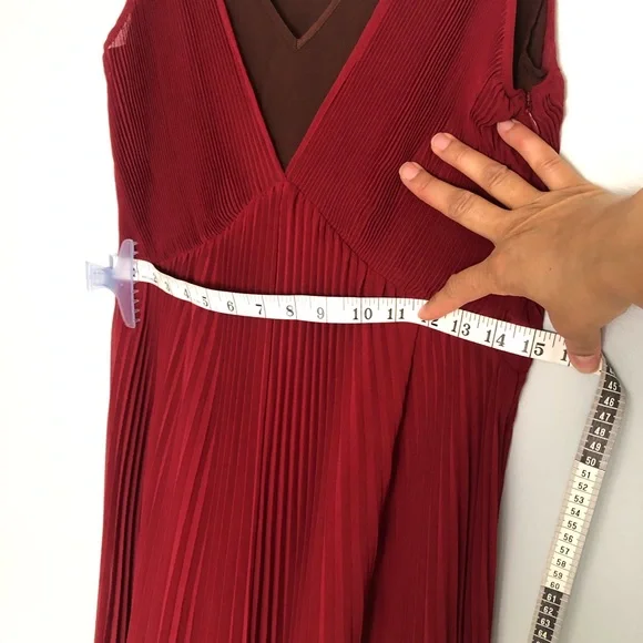 Self Portrait Burgundy Chiffon Maxi Dress Sz. 6 NWT